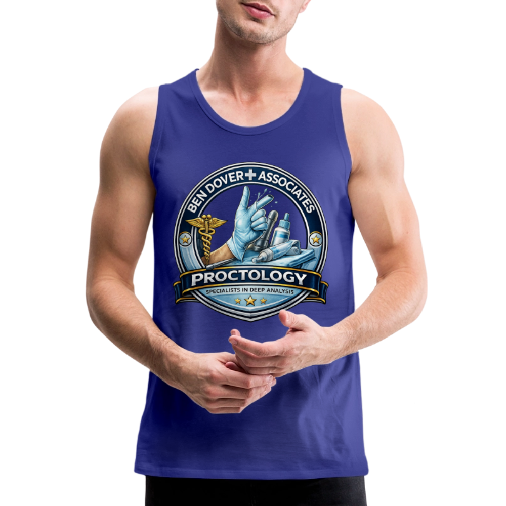 Ben Dover Proctology Funny Tank Top Color: Royal Blue