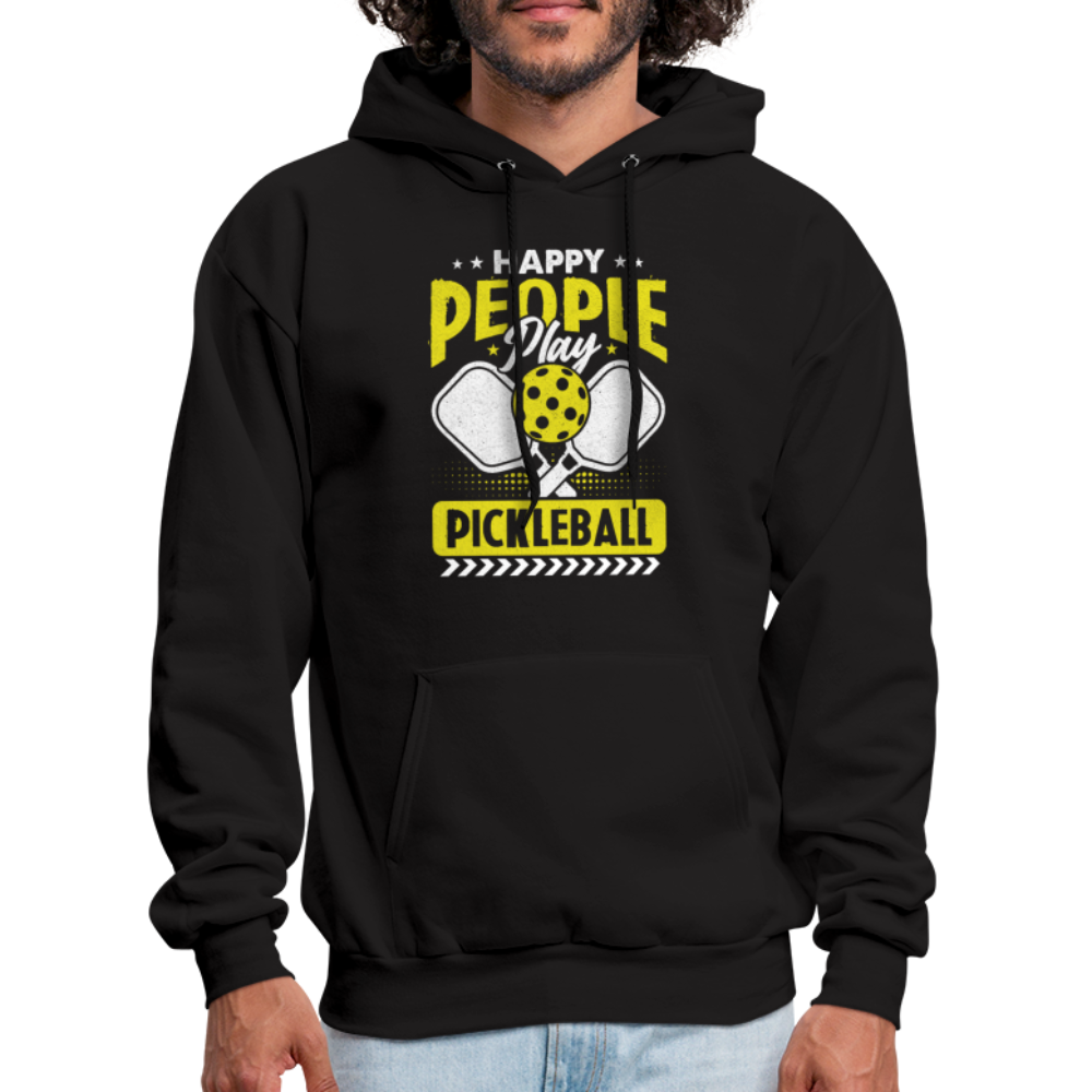 Happy People Play Pickleball Hoodie - black