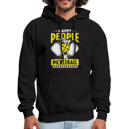 Happy People Play Pickleball Hoodie - black