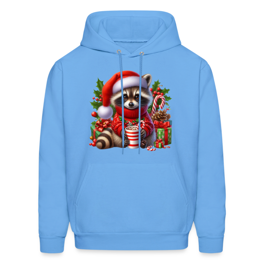 Christmas Cute Feral Raccoon Hoodie - carolina blue