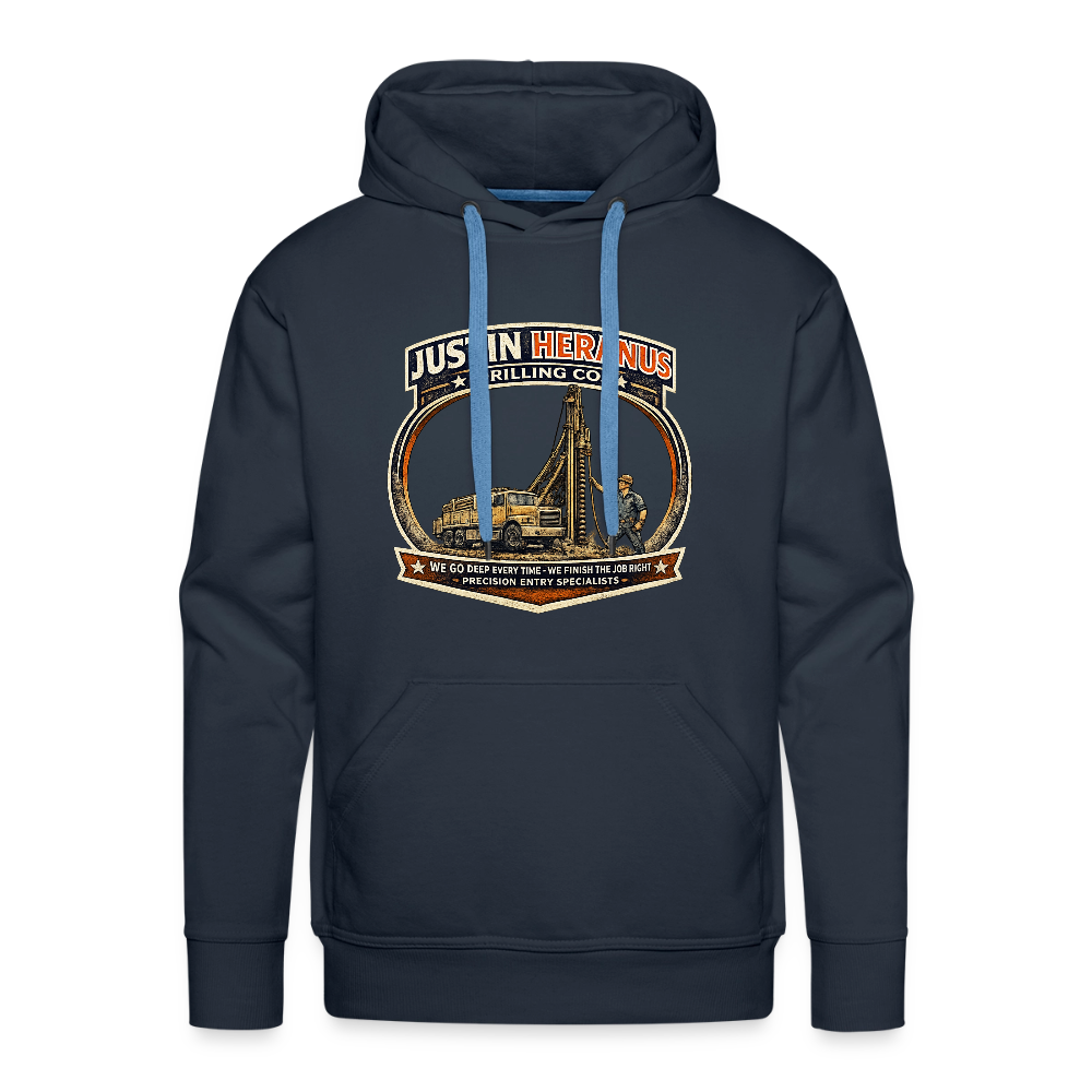 Justin Heranus Drilling Co Hoodie Funny Adult Humor - navy
