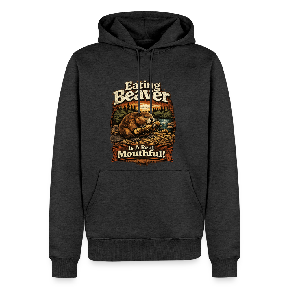 Eating Beaver is a Real Mouthful Funny Adult Hoodie - heather anthracite