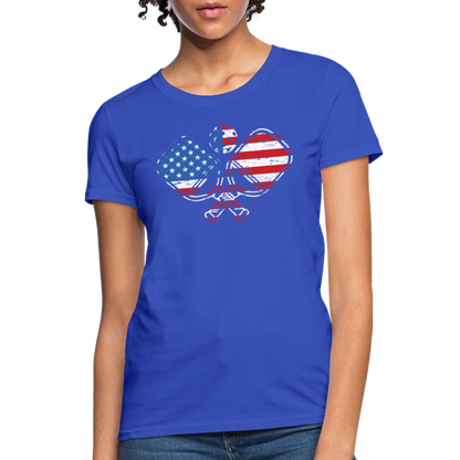 American Flag Pickleball Paddle Women's Contoured T-Shirt - royal blue