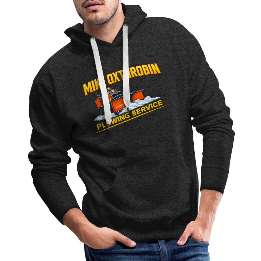 Mike Oxthrobin Plowing Service Hoodie – Funny Snow Plow Adult Humor Color: charcoal grey