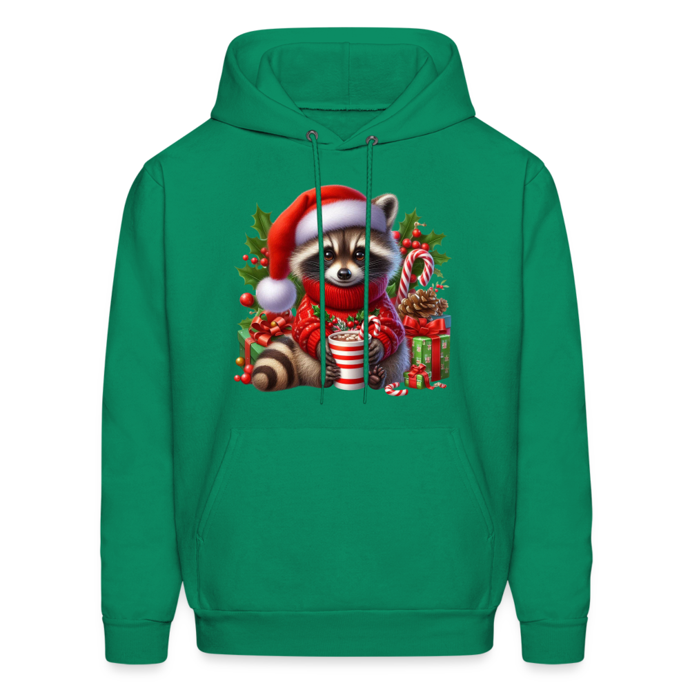 Christmas Cute Feral Raccoon Hoodie - kelly green