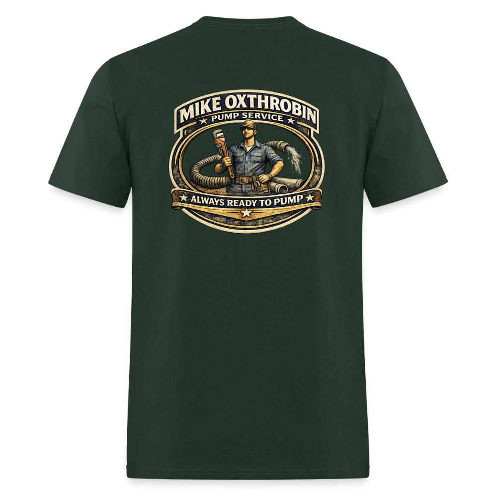 Mike Oxthrobin Pump Service Double-Sided Funny Humor Tee Color: dark red