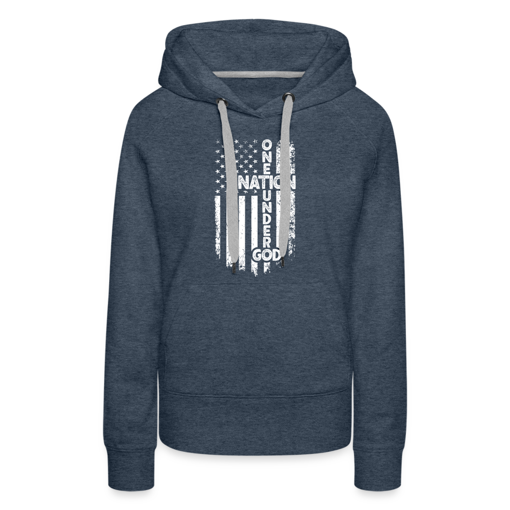 One Nation Under God Women’s Premium Hoodie - heather denim