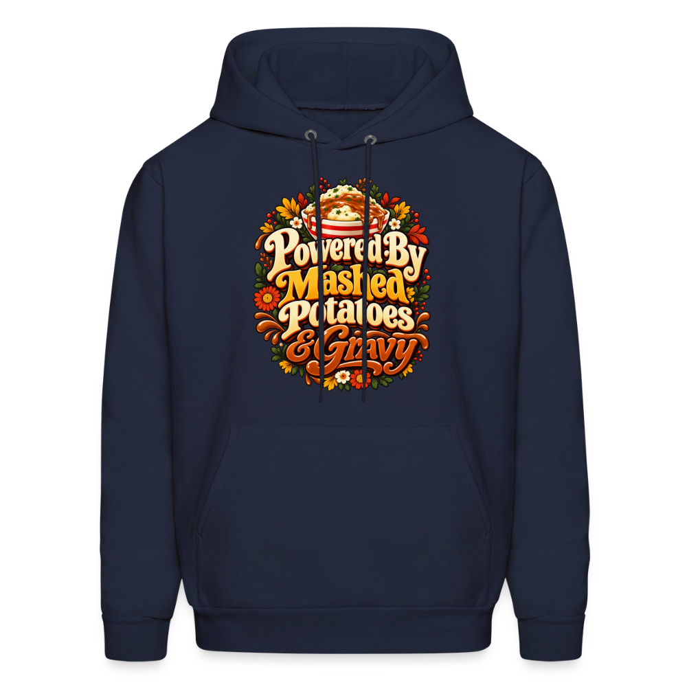 Powered by Mashed Potatoes & Gravy – Fall Floral Hoodie - navy