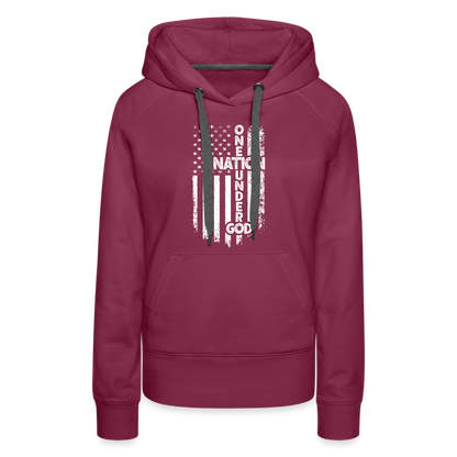 One Nation Under God Women’s Premium Hoodie - burgundy