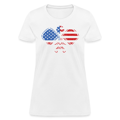 American Flag Pickleball Paddle Women's Contoured T-Shirt - white