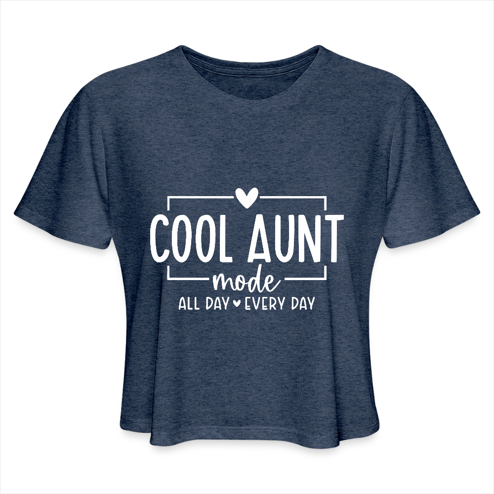 Cool Aunt Mode Women's Cropped T-Shirt - heather navy