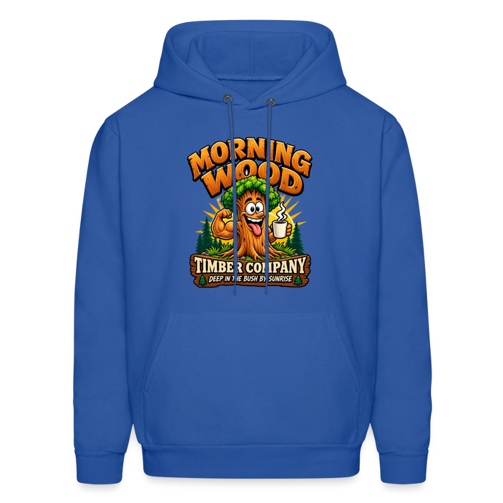 Morning Wood Timber Company Funny Adult Humor Hoodie Color: Royal Blue