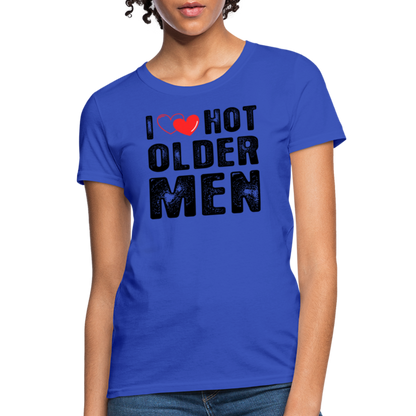 I Heart Hot Older Men (I Love Hot Older Men) Women's Contoured T-Shirt - royal blue