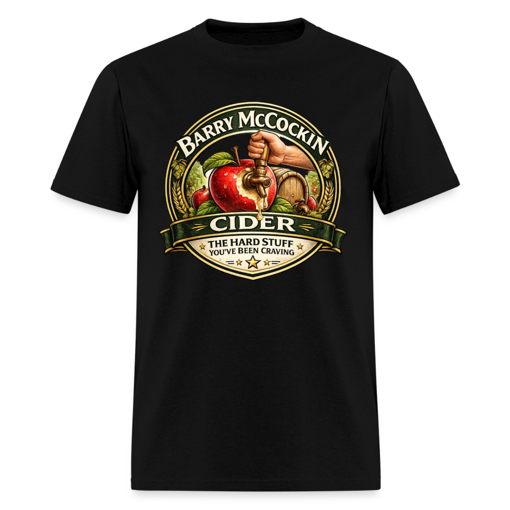 Barry McCockin Cider Funny Graphic T-Shirt Color: Black
