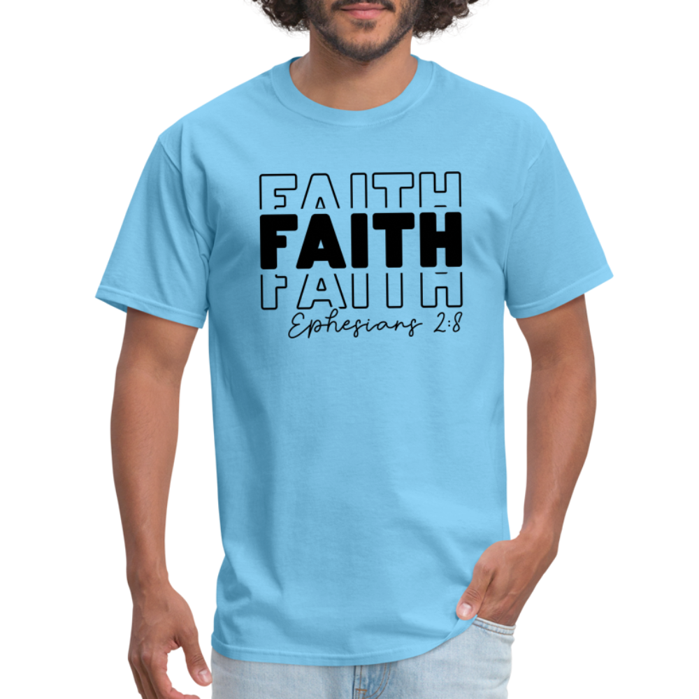 Faith Ephesians 2:8 T-Shirt - aquatic blue