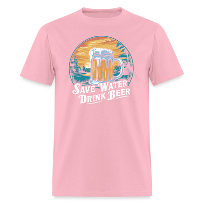 Save Water Drink Beer (Funny Drinking) T-Shirt - pink