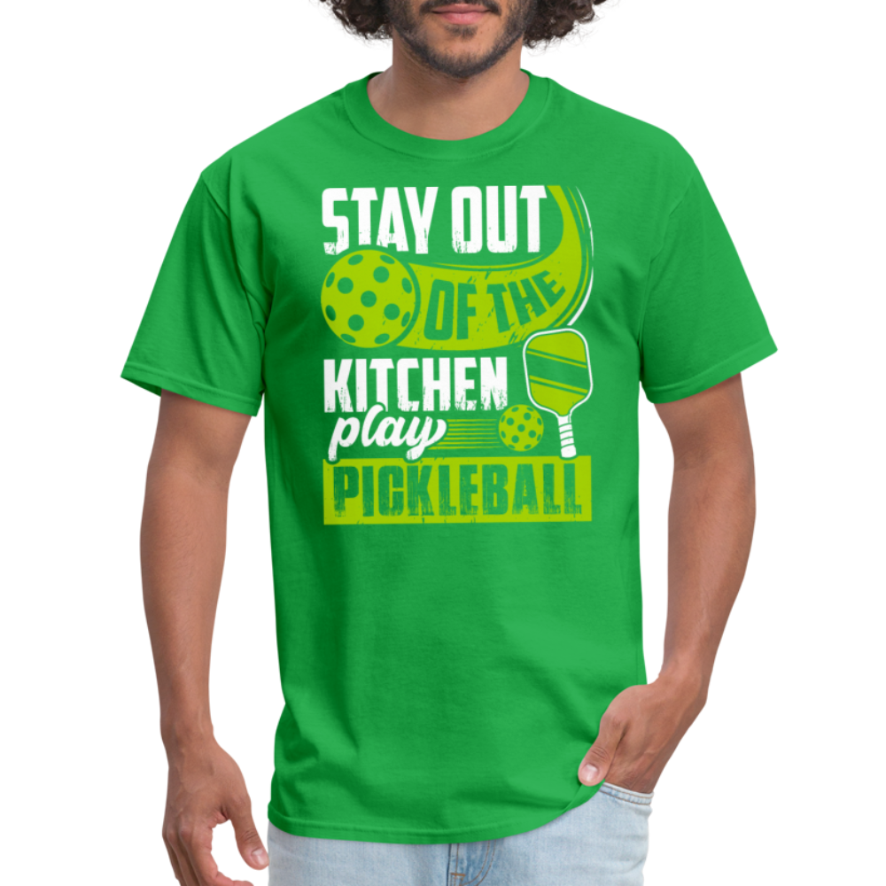 Stay Out Of The Kitchen Play Pickleball T-Shirt - bright green