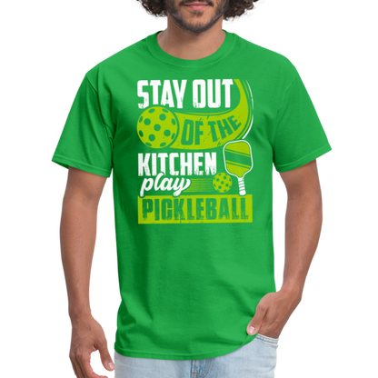 Stay Out Of The Kitchen Play Pickleball T-Shirt - bright green