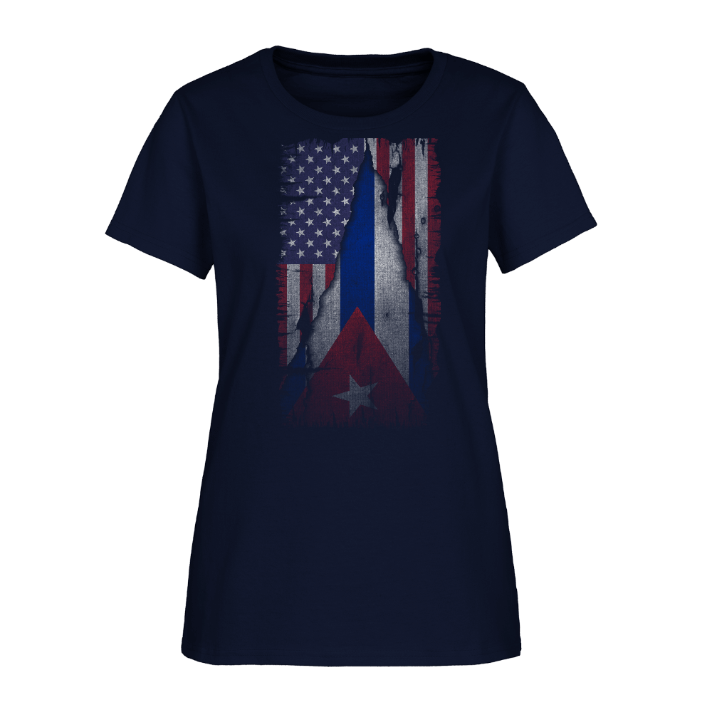 Cuba & USA Flag Women’s T-Shirt – Cuban American Pride Tee Color: white