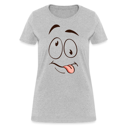 Silly Face Emotion with Tongue Women's Contoured T-Shirt - heather gray