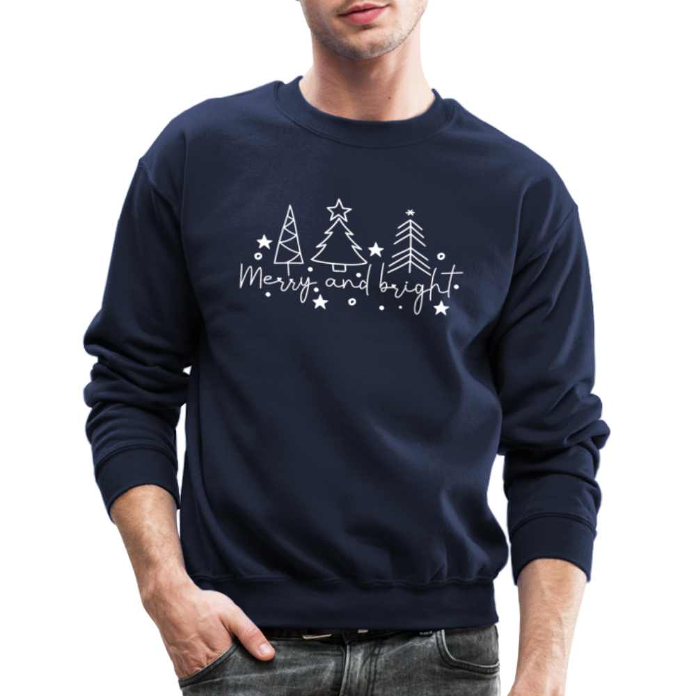 Merry and Bright (Christmas) Sweatshirt - navy