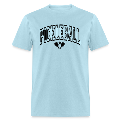 Pickleball T-Shirt (Black Arch Letters) - powder blue