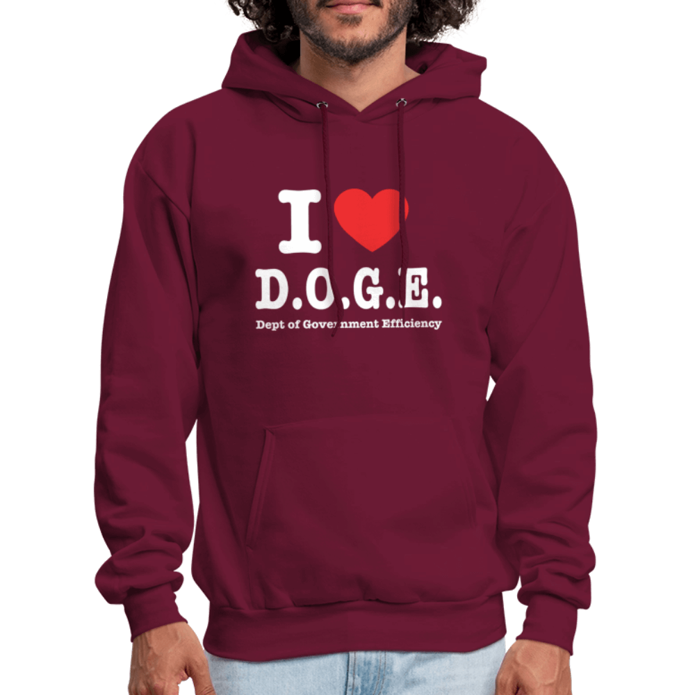I Love DOGE (Dept of Government Efficiency) Hoodie - burgundy