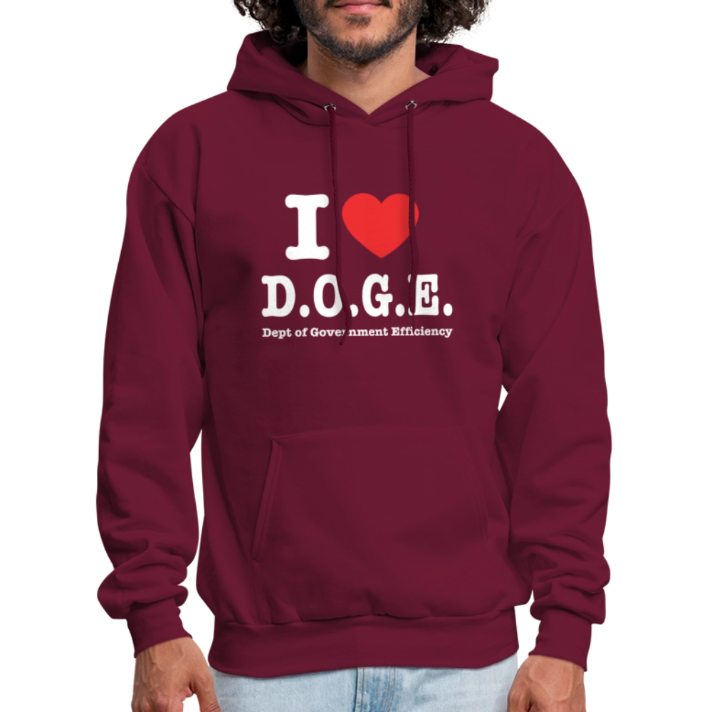 I Love DOGE (Dept of Government Efficiency) Hoodie - burgundy