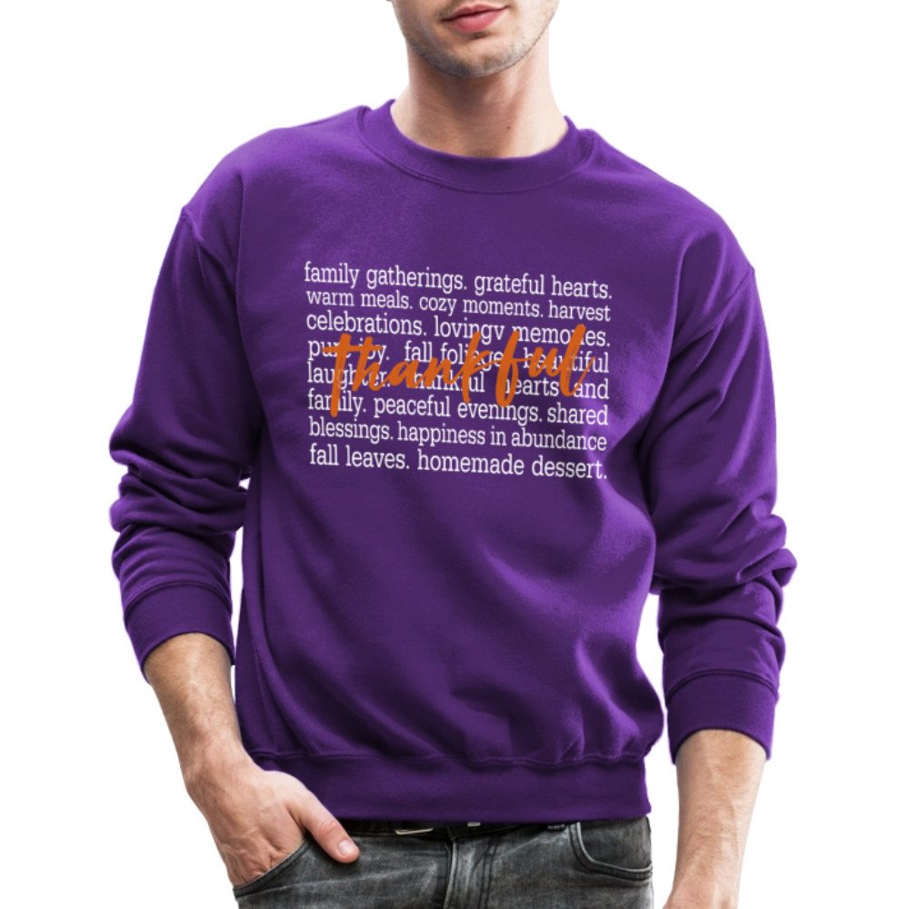 Thankful Word Art (Thanksgiving) Sweatshirt - purple