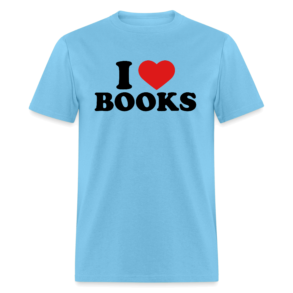 I Love Books T-Shirt Color: aquatic blue