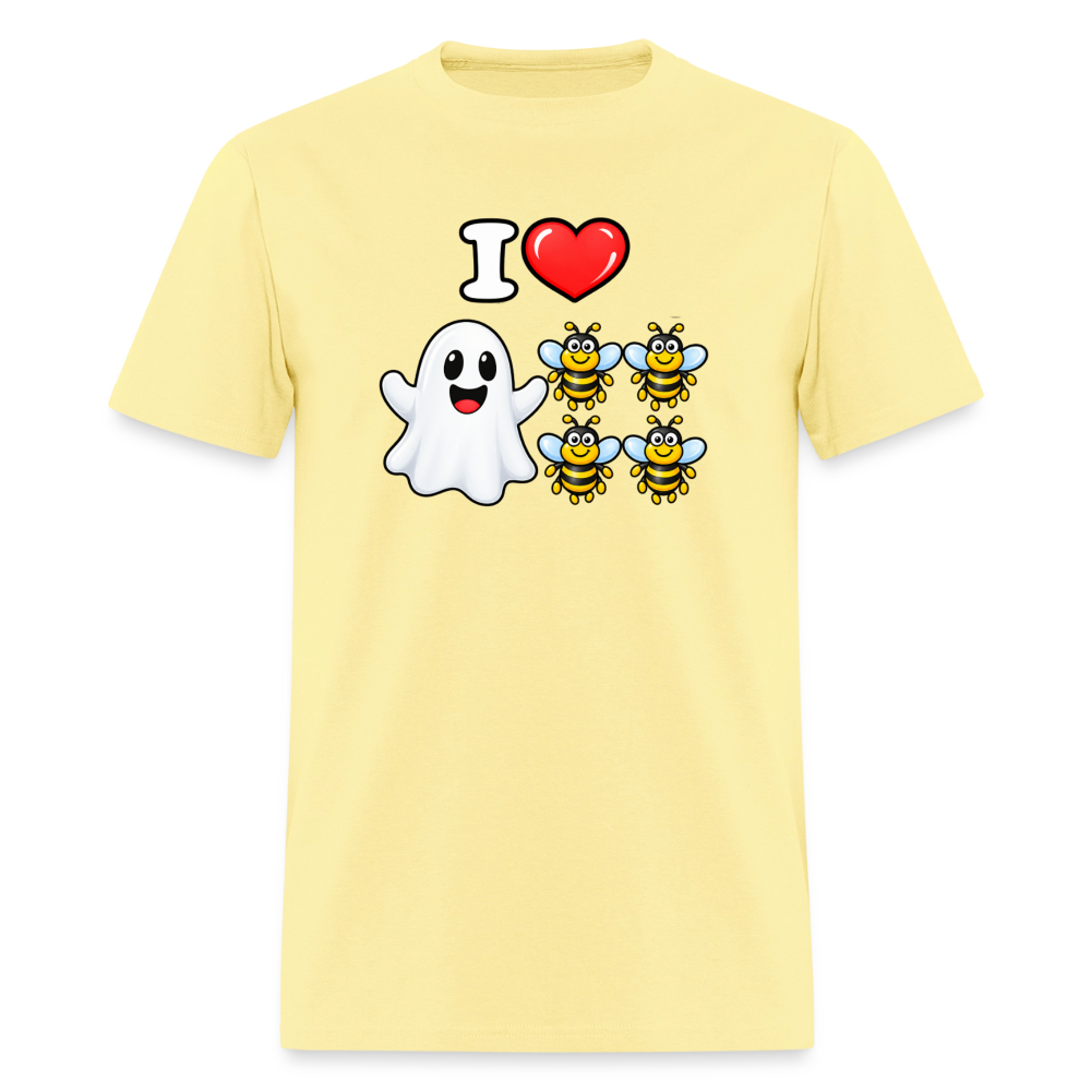 I Heart Boo Bees T-Shirt – Funny Halloween Adult Humor - cornsilk
