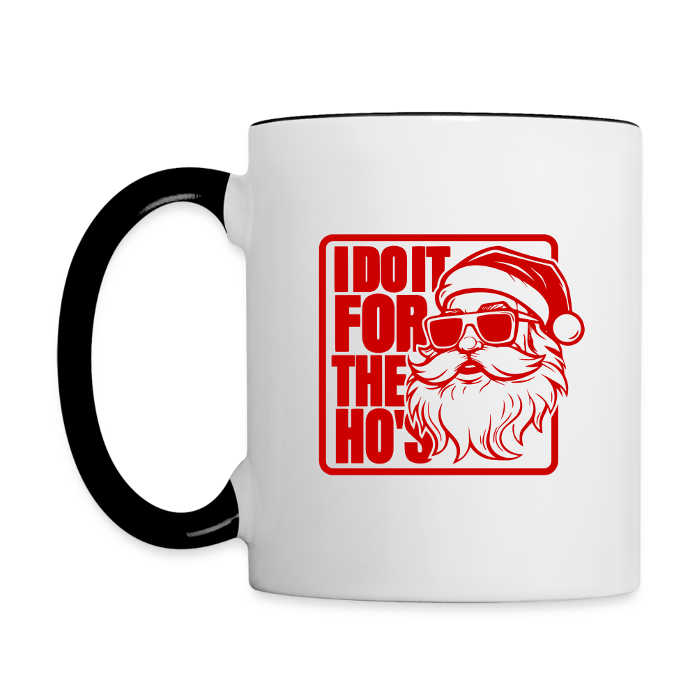 I Do It for the Ho's Funny Christmas Coffee Mug (in Red) - white/black