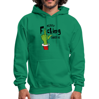 Merry F*cking Christmas Grumpy Middle Finger Hoodie - kelly green