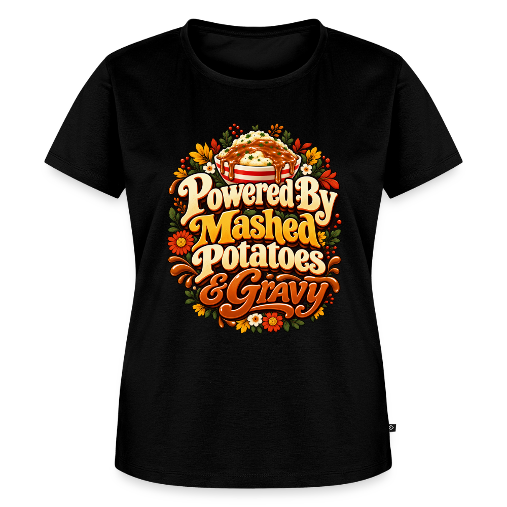 Powered by Mashed Potatoes & Gravy – Fall Floral Women’s Premium T-Shirt - black
