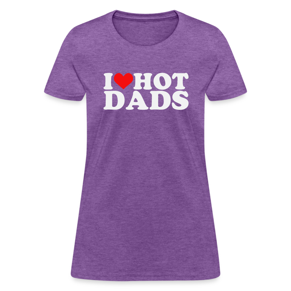 I Heart Hot Dads (Funny I Love Hot Dads) Women's Contoured T-Shirt - purple heather