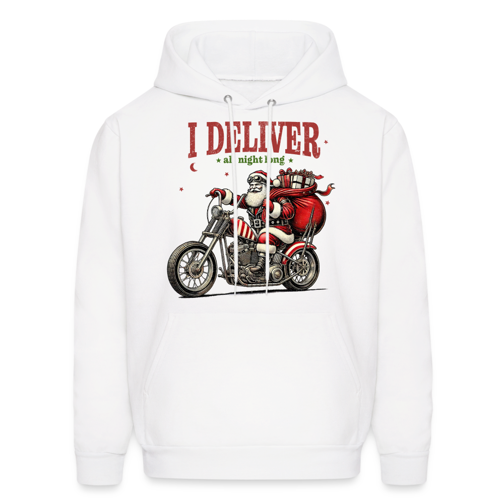 Biker Santa - I Deliver All Night Long (Naughty Christmas) Hoodie - white