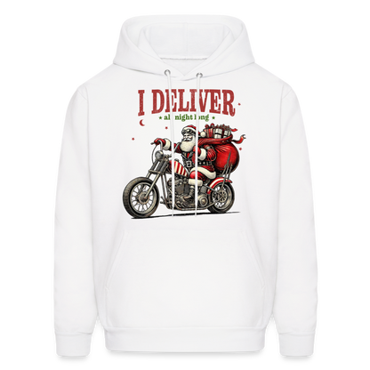 Biker Santa - I Deliver All Night Long (Naughty Christmas) Hoodie - white