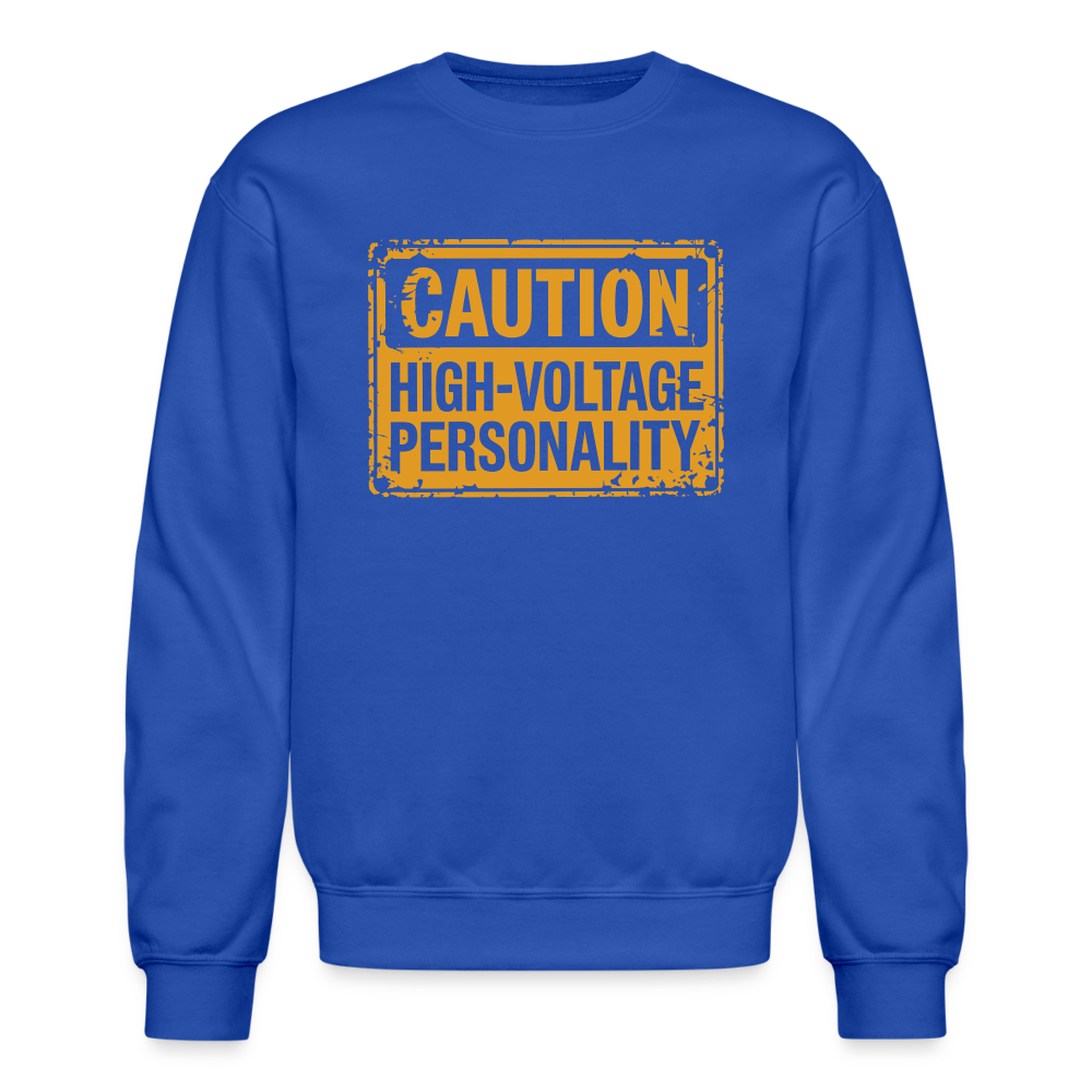 Caution High Voltage Personality Sweatshirt - royal blue