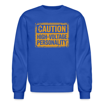 Caution High Voltage Personality Sweatshirt - royal blue