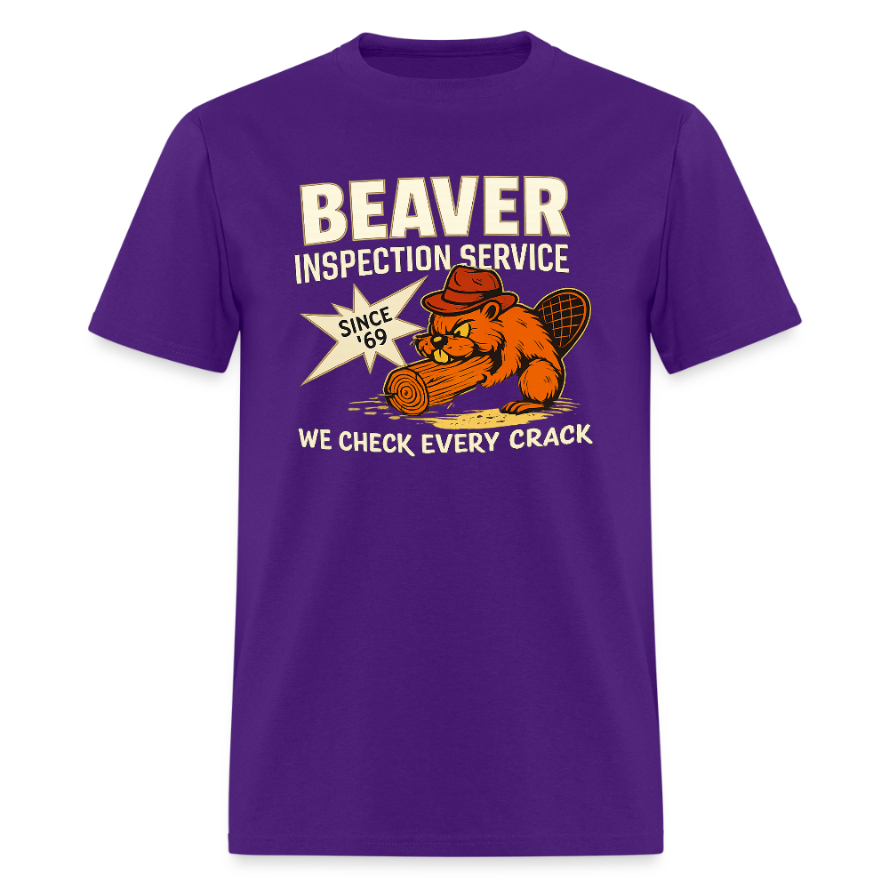 Beaver Inspection Service T-Shirt – Funny Adult Humor Tee Color: purple