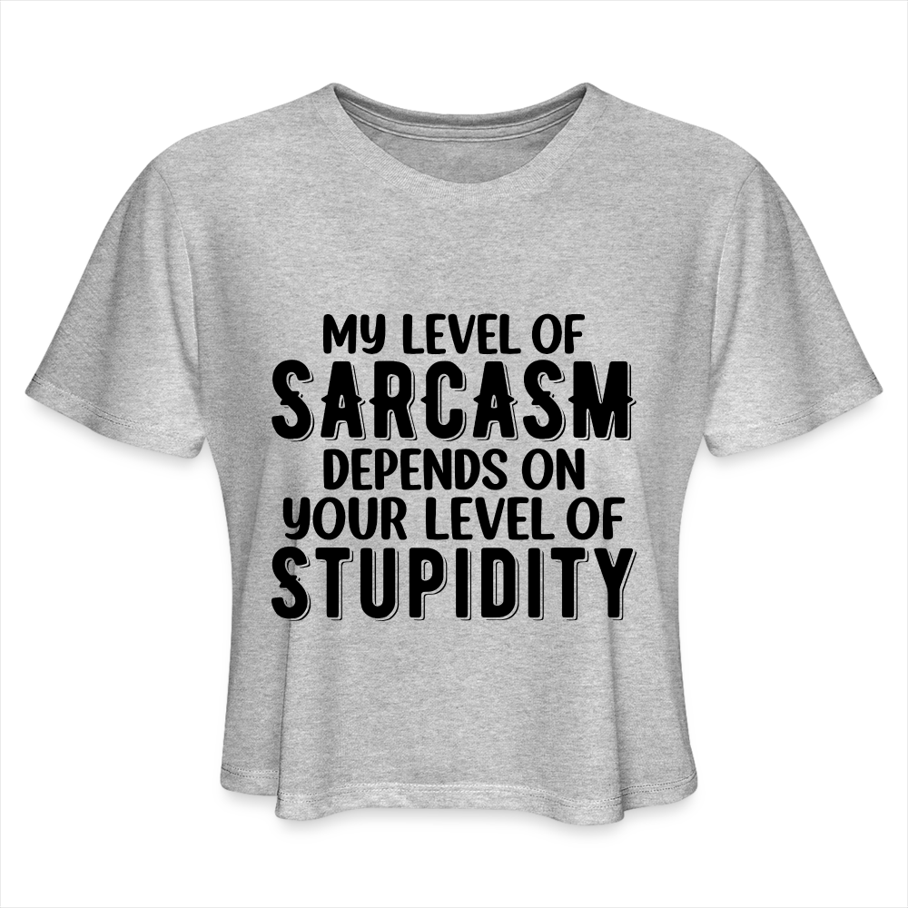 My Level of Sarcasm Depends on You Level of Stupidity Women's Cropped T-Shirt - heather gray