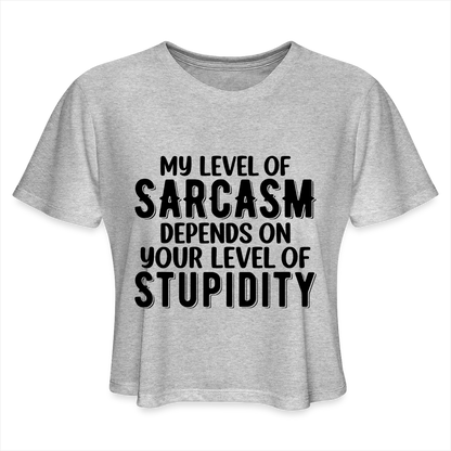 My Level of Sarcasm Depends on You Level of Stupidity Women's Cropped T-Shirt - heather gray