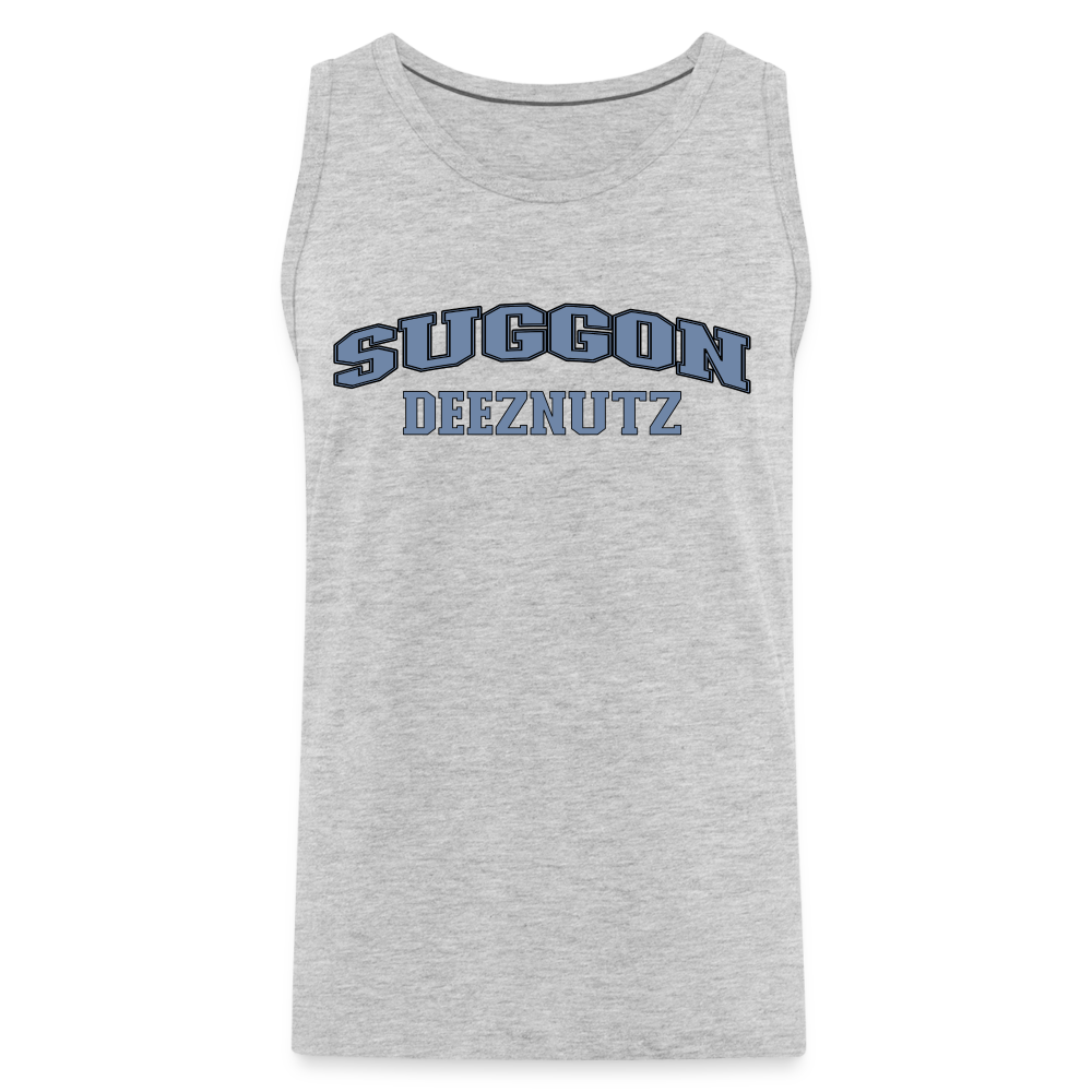 Suggon Deeznutz Tank Top (in Blue Ball Colors - Funny Sexual Humor) - heather gray