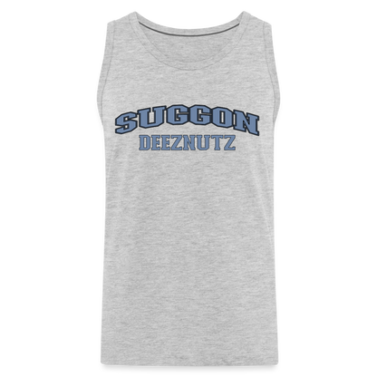 Suggon Deeznutz Tank Top (in Blue Ball Colors - Funny Sexual Humor) - heather gray