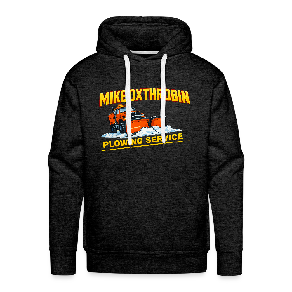 Mike Oxthrobin Plowing Service Hoodie – Funny Snow Plow Adult Humor Color: charcoal grey