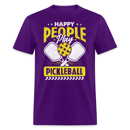 Happy People Play Pickleball T-Shirt - purple