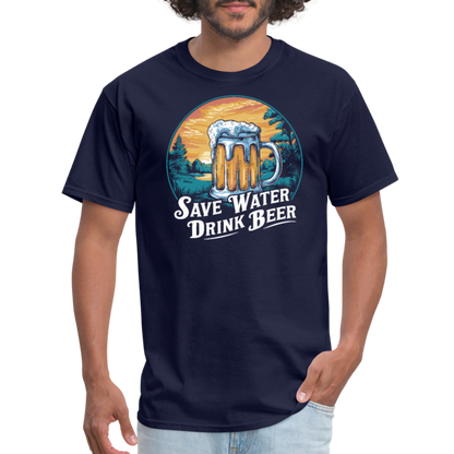 Save Water Drink Beer (Funny Drinking) T-Shirt - navy