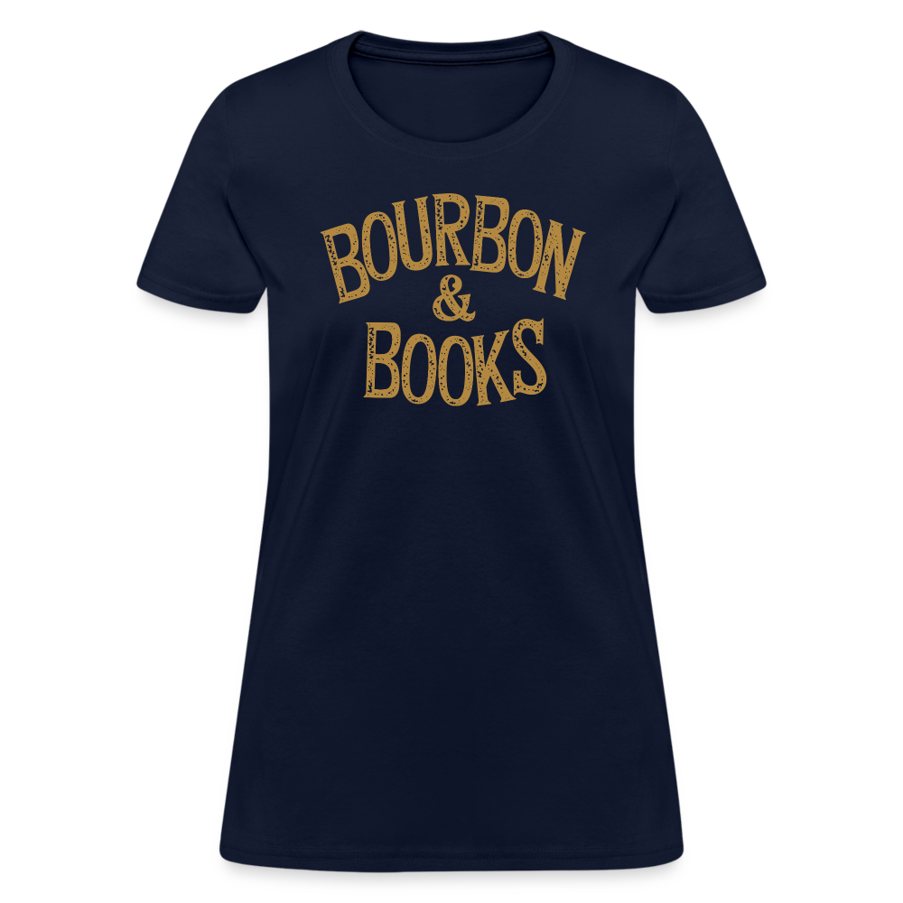 Bourbon & Books Women's Contoured T-Shirt - navy