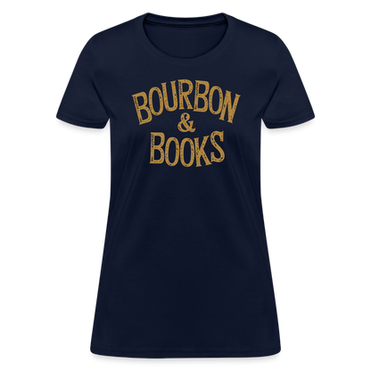 Bourbon & Books Women's Contoured T-Shirt - navy