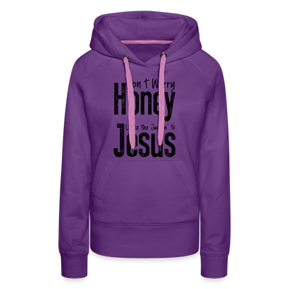 Don't Worry Honey Leave the Judgin' to Jesus Women’s Premium Hoodie - purple 